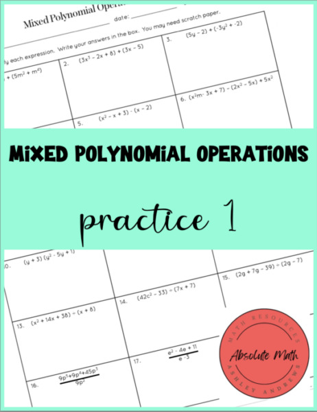 Mixed Polynomial Operations Practice 1