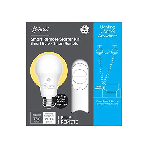 GE C by GE Starter Kit Remote with 60-Watt EQ A19 Soft White Dimmable Smart LED Light Bulb