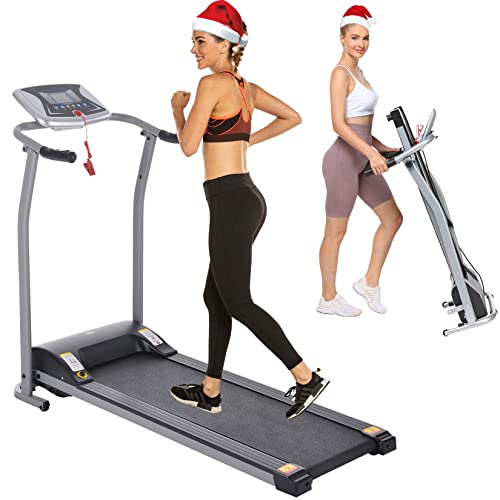 Folding Treadmill for Home Gym Electric Compact Treadmills Foldable Walking Jogging Running Machine with LCD Monitor,Pulse Grip and 12 Preset Program Space Saving Installation-Free
