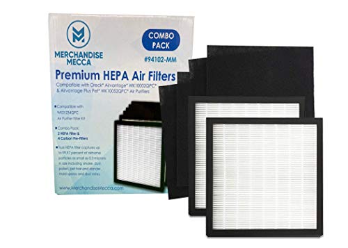 Merchandise Mecca Complete Replacement Filter Kit – 2 HEPA Filters & 4 Carbon Pre-Filters Compatible with Oreck WK01234QPC Fits Airvantage WK10002QPC / Airvantage Plus Pet WK10052QPC Air Purifiers