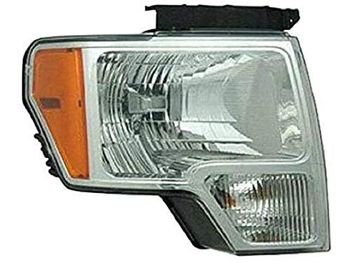 Right Passenger Side Headlight Assembly – with Chrome Trim – Compatible with 2009-2014 Ford F-150 (Except Hrly-Dvsn and SVT Models)