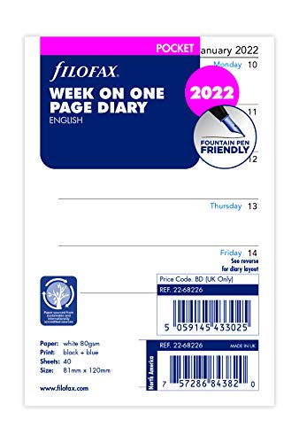 Filofax Pocket week per page English 2022 diary