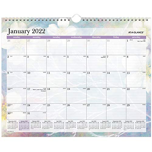 2022 Wall Calendar by AT-A-GLANCE, 14 7/8 in. X 11 7/8, Medium, Monthly, Dreams (PM83-707)