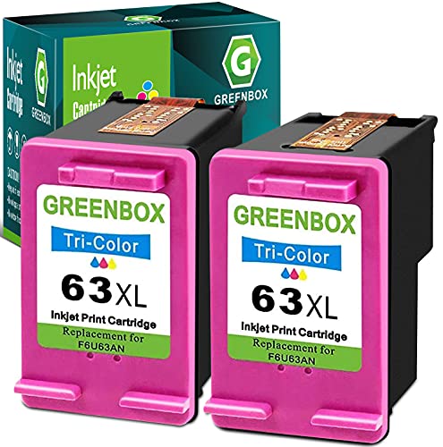 GREENBOX Remanufactured Ink Cartridge Replacement for HP 63XL 63 XL for HP Envy 4516 4520 Officejet 4650 3830 Deskjet 2130 2132 Printer (2 Tri-Color)