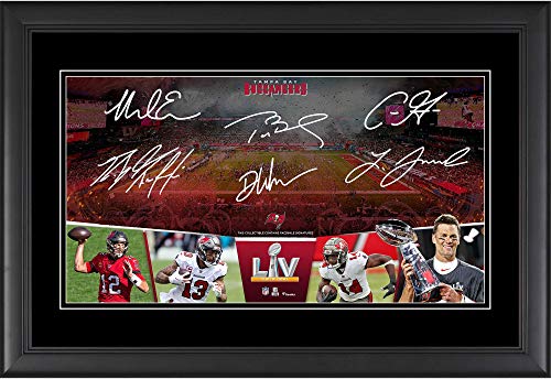 Tampa Bay Buccaneers Framed 10″ x 18″ Super Bowl LV Champions Road to the Super Bowl Panoramic Collage with Facsimile Signatures – NFL Team Plaques and Collages