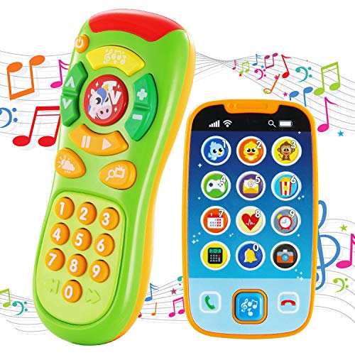 JOYIN Baby Toy Phone, Remote and Smartphone with Music, Fun Learning Musical Toys for Babies, Kids, Boys or Girls, Holiday Stocking Stuffers, Birthday and Easter Gifts