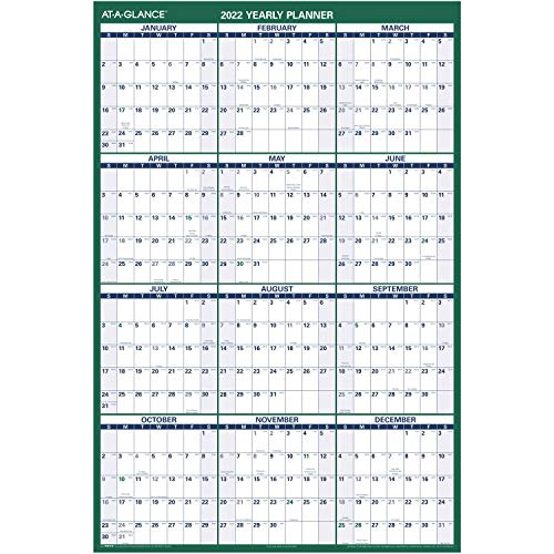 2022 Erasable Calendar, Dry Erase Wall Planner by AT-A-GLANCE, 48″ x 32″, Jumbo, Vertical, Reversible for Notes & Planning Space (PM31028)