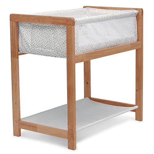 Delta Children Classic Wood Bedside Bassinet Sleeper Portable Crib with HighEnd Wood Frame, Paint Dabs