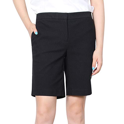 KELLY KLARK Women’s Comfy Sports Golf Bermuda Shorts with Pockets Knee High Hiking Shorts, Black, 10