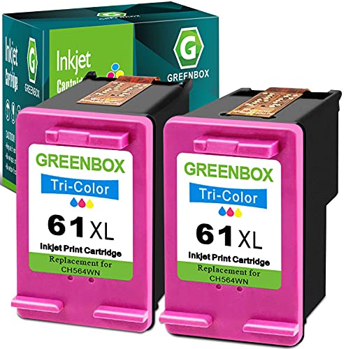 GREENBOX Remanufactured Ink Cartridge Replacement for HP 61XL 61 XL for HP Envy 4500 5530 5534 5535, Deskjet 2540 1000 1010 1512 1510 3050, Officejet 4630 2620 4635 Printer (2 Tri-Color)