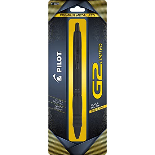 PILOT Pen 15238 G2 Limited Premium Gel Ink Pen, Fine Point, Matte Black Barrel, Black Ink, 1 Count