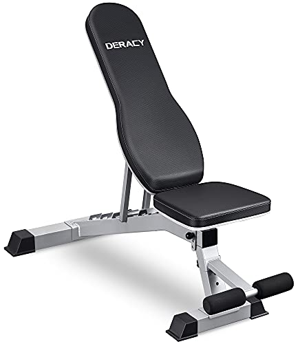 DERACY Adjustable Weight Bench for Full Body Workout, Incline and Decline Weight Bench for Indoor Workout, Home Gym, Enhanced Waist Pad