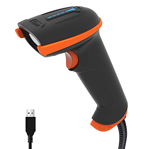 Tera Upgraded USB 2D QR Barcode Scanner Wired, Officially Certified Dustproof Shockproof Waterproof IP65 Ergonomic Handle Fast and Precise Scan for Windows Linux Plug and Play Model D5100Y