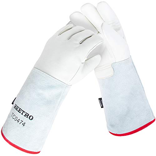 BEETRO -292℉/-180℃ or Above Antifreeze Gloves for Dry Ice Handling Liquid Nitrogen Low Temperature Resistant Sponge Inner 14 Inch