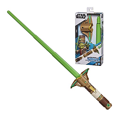 STAR WARS Lightsaber Forge Yoda Extendable Lightsaber Toy, Customizable Roleplay Toy for Kids Ages 4 and Up, Multicolor, Standard, (F1163)