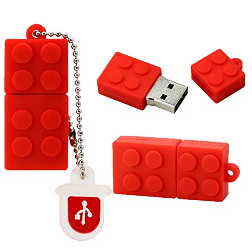 Red USB Flash Drive – Building Blocks USB Flash Drive – Construction Bricks Pen Drive for School & College Projects – Pen Drive for Students – Cool Colors and Fun Storage Device – 16 GB (Red)
