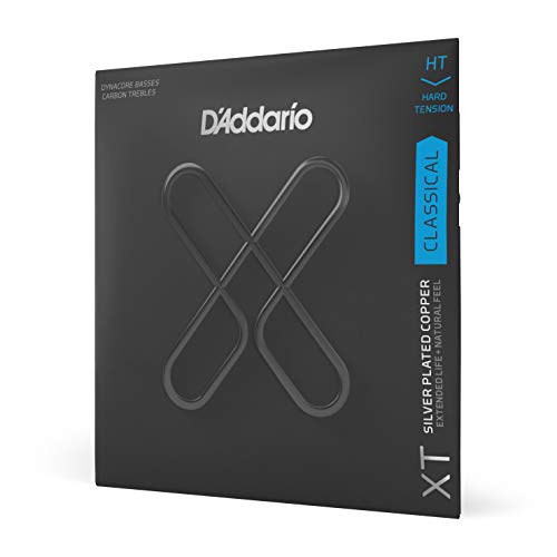 D’Addario Guitar Strings – XT Coated Classical Guitar Strings – XTC46FF – Silver Plated Copper, XT Dynacore, Carbon Trebles – Hard Tension