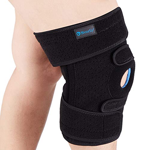Nvorliy Plus Size Knee Brace for Knee Pain, Extra Large Knee Brace for Women and Men, Adjustable Knee Support with Side Stabilizers for Knee Pain Relief, Arthritis, ACL, LCL, MCL, Injury Recovery (3XL/4XL, Black)