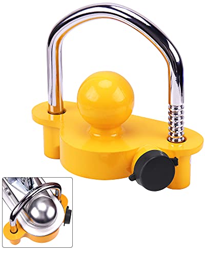 Turnart Trailer Lock, Hitch Lock, Trailer Hitch Lock, Trailer Coupler Lock, Trailer Tongue Lock, Adjustable, Heavy-Duty Steel, Universal Size Fits 1-7/8″, 2″, and 2-5/16″ Couplers (Yellow-A)