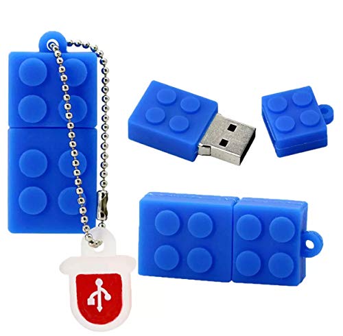 Cool Jump Drive – 16 GB Flash Drive for Students – Building Blocks USB Pen Drive – Construction Bricks Pen Drive for School & College Projects – Cool Colors and Fun Storage Device – 16 GB (Blue)