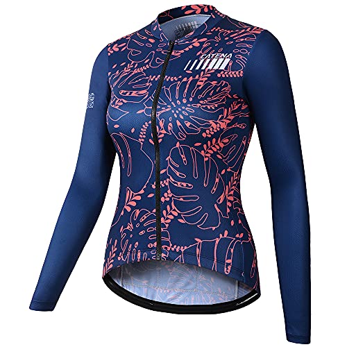 CATENA Women’s Cycling Jersey Long Sleeve Breathable Bike Shirt Bicycle Clothing Quick Dry Navy Blue Womens Summer Tops