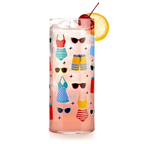 Libbey Vintage Swimsuits Cooler Glasses, 16-ounce, Set of 4