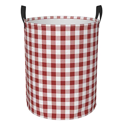 Foruidea Check Red Laundry Basket,Laundry Hamper,Collapsible Storage Bin,Oxford Fabric Clothes Baskets,Nursery Hamper for Home,Office,Dorm,Gift Basket