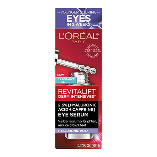 L’Oreal Paris Revitalift Derm Intensives Hyaluronic Acid + Caffeine Hydrating Eye Serum, 0.67 Fl. Oz.