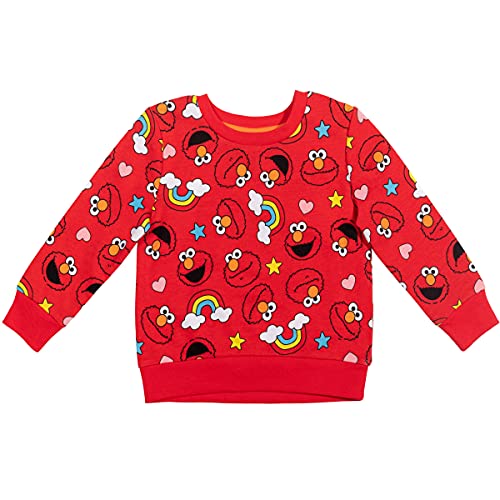 Sesame Street Elmo Little Girls French Terry Pullover Sweatshirt Red 6-6X