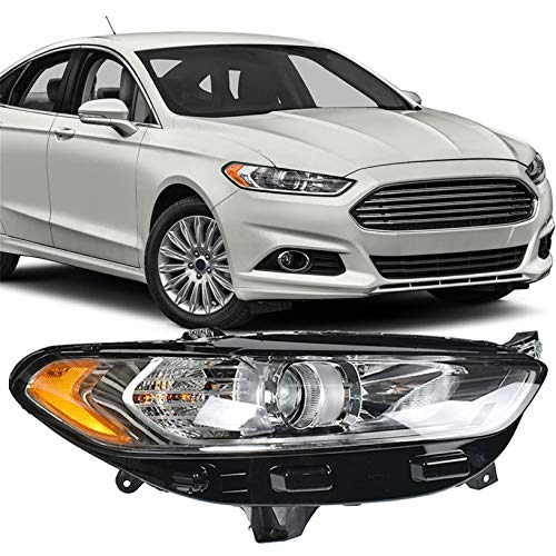 LABLT Headlight Assemblies Replacement for 2013-2016 Ford Fusion 4Door Sedan Halogen Models Projector Chrome Headlight Right Passenger Side