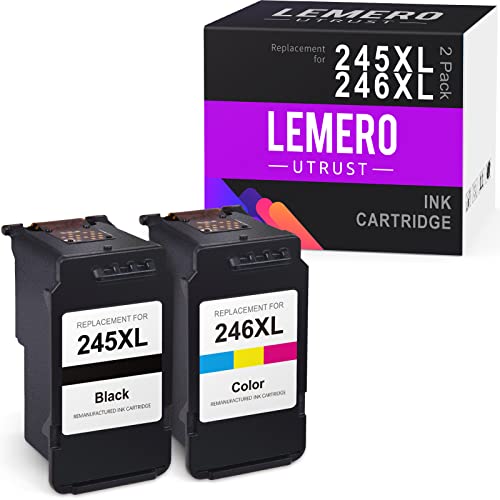 LEMERO UTRUST 245XL 246XL Combo Pack Remanufactured Ink Cartridge Replacement for Canon Ink Cartridges 245 and 246 for PIXMA MG2522 TS3122 MX492 MX490 MG2525 MG3022 TR4520 TR4522 Printer (2-Pack)