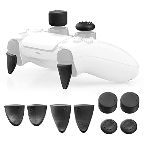 Fosmon High Rise Non-Slip Thumb Grips Cover and Trigger Extenders Compatible with Sony PS5 Playstation 5 Dualsense Controllers, Anti-Slip Rubber Protective Cover for Analog Stick Joystick (8 Pieces)