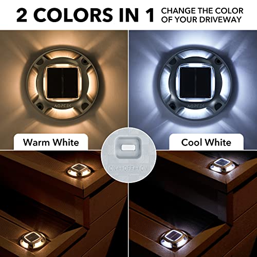 AGPTEK Solar Driveway Lights Outdoor, Solar Deck Lights 2 Color Modes Dock Lights Waterproof Driveway Markers Step Lights 12-Pack for Sidewalk Stair Garden Pathway Walkway Yard(Warm White/Cool White) | The Storepaperoomates Retail Market - Fast Affordable Shopping