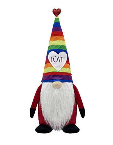 Rae Dunn Valentine’s Day Gnome – Holiday Decor Seasonal Decorations – Scandinavian Nordic Tomte Nisse Plush Figurine – 19″ Elf with Beard Ornament for Shelf (Love Rainbow Plush Gnome)