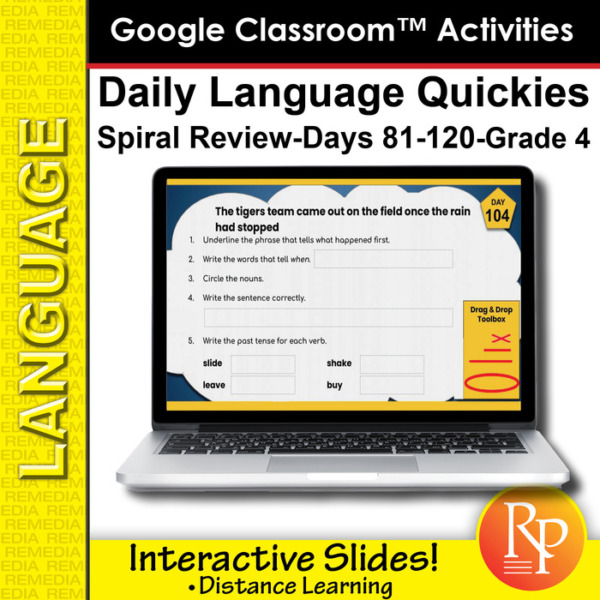 Google Classroom Activities: Daily Language Quickies Gr 4.3