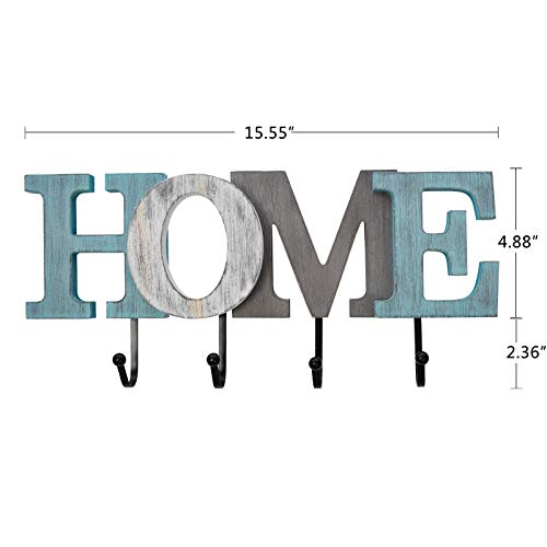Attraction Design Rustic Wood Home Sign for Home Decor, Decorative Wooden Cutout Word Decor Home Sign with Hooks Decor, 15.75″ X 5″ Multicolor Home Block Letters Sign Wall Decor Home Mantel Decor | The Storepaperoomates Retail Market - Fast Affordable Shopping