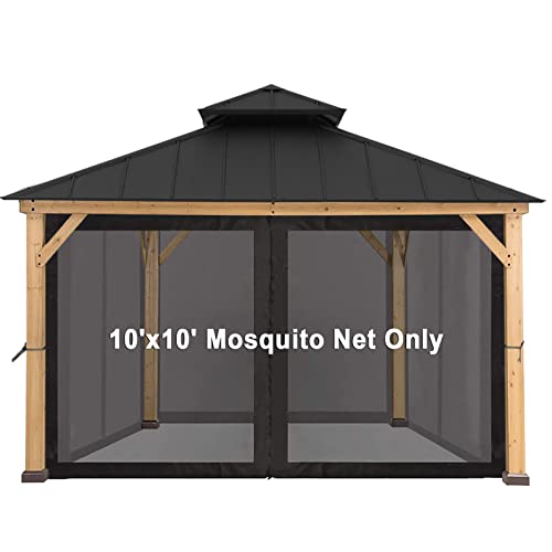 CoastShade Universal Replacement Canopy Mosquito Netting Screen Sidewalls Only for 10′ x 10′ Gazebo Canopy,Black
