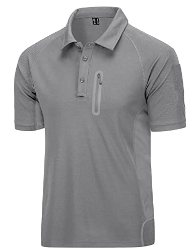 MAGCOMSEN Fishing Shirts for Men Solid Short Performance Fishing Shirts T Shirts Golf Shirts Workout Shirts Tactical Polo Shirts for Men