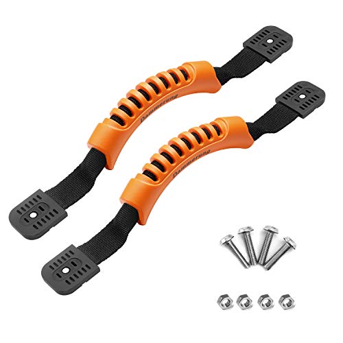 Dammerung Kayak Carry Handles Single Hole with Screws Canoe Boat Side Mount Carry Replacement Handles Slightly Flexible Rubber Handles&600D Nylon Strap (Orange)