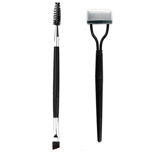Betury Eyelash Comb ,Eyelashes Separator Curler+ Duo Eyebrow Brush and Spoolie Brush, False Eyelashes Applicator Tool 2PCS