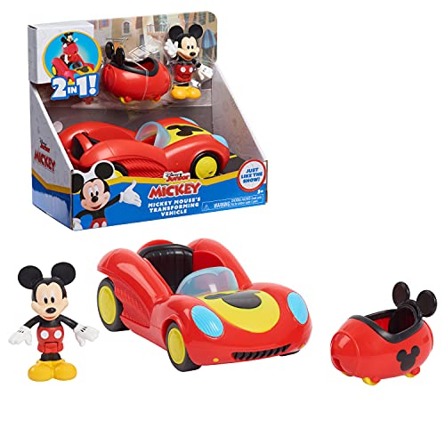 Disney Junior Mickey Mouse Funhouse Transforming Vehicle, Mickey Mouse, Red Toy Car, Preschool, by Just Play