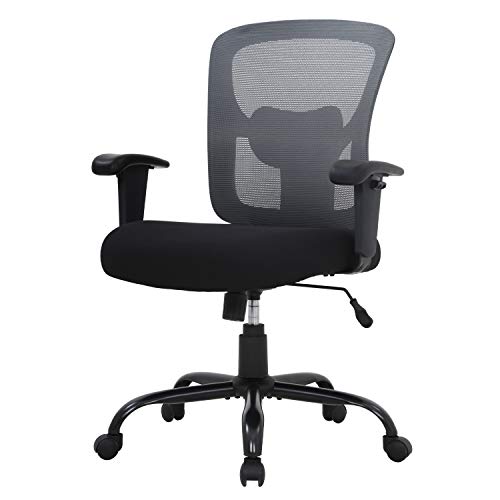 Big and Tall Office Chair 400lbs Desk Chair Mesh Computer Chair with Lumbar Support Wide Seat Adjust Arms Rolling Swivel High Back Task Executive Ergonomic Chair for Home Office (Grey)