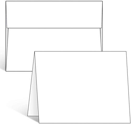 Ohuhu Blank White Cards and Envelopes 50 Pack, 5 x 7 Heavyweight Folded Cardstock and A7 Envelopes for DIY Greeting Cards, Wedding, Birthday, Invitations, Thank You Cards & All Occasion