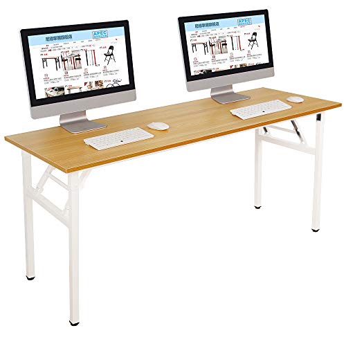 Folding Desk, 62 inch No Assembly Folding Desks for Small Spaces, Sturdy Foldable Computer Desk, Functional Home Office Desks, Study Writing Desk Office Table Workstation for Home Office Outdoor