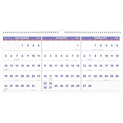 2022 Wall Calendar by AT-A-GLANCE, 24″ x 12″, Large, Horizontal, 3-Month Reference, Wirebound (PM1428)