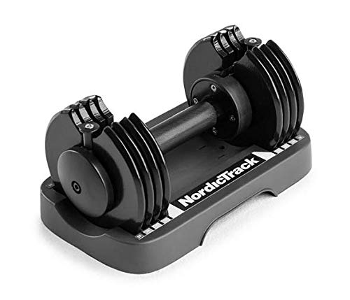 NordicTrack 25 lb. Select-a-Weight Adjustable Dumbbell with Fitted Storage Tray, Sold Individually,Black