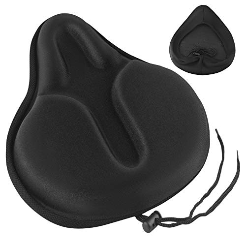 MSDADA Large Gel Bike Seat Cover, Extra Soft Exercise Bike Seat Cushion for Men Women Comfort Wide , Fits Cruiser and Stationary Bikes, Spinning, Indoor Cycling (11.41 inch x 10.24 inch)