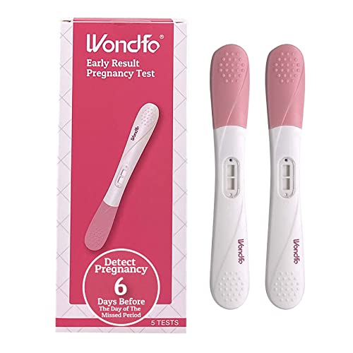 Wondfo Pregnancy Test Early Result 5 Pack – Extra Sensitive HCG Urine Midstream Test 10 MIU – Detect 6 Days Sooner Than Your Missed Period