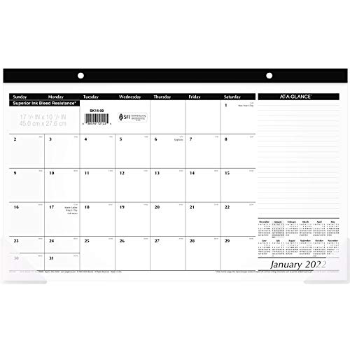 2022 Desk Calendar, AT-A-GLANCE Desk Pad Calendar, 17-3/4″ x 11″, Compact (SK1400)
