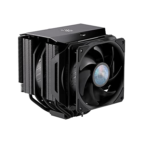 Cooler Master MasterAir MA624 Stealth CPU Air Cooler, Dual Tower Heatsink, Push-Pull SickleFlow 140 V2 Fans, 6 Heat Pipe Array, Easy Installation, Matte Black Finish – Universal Socket Compatibility